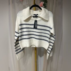 Steve Madden Cropped Striped Knit Sweater – Size M-L (NWT)